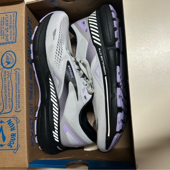 Brooks Running Women Adrenaline GTS 23 Purple Gray Black Shoes Size 8.5 WIDE - Picture 2 of 13